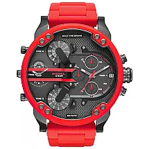 Relógio Masculino de Quartzo, com Pulseira de Aço Inoxidável, DIESEL DZ7370, Vermelho