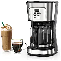 Cafeteira Elétrica Programável com Temporizador, Tela LCD e Antigotejamento, 900W, 110v, HESASDG, Prateado