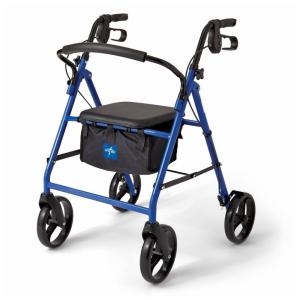 Andador Adulto Idoso com Apoio de Braço, Assento Acolchoado e Cesto, Suporta até 158 kg, MEDLINE MDS86850EBS8, Azul
