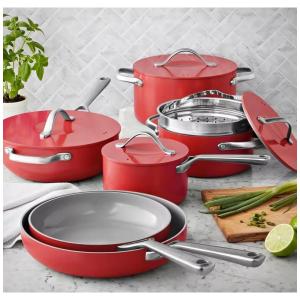 Member Mark Conjunto de Panelas e Frigideiras Antiaderentes com Estilo Moderno, 11 Peças, Vermelho