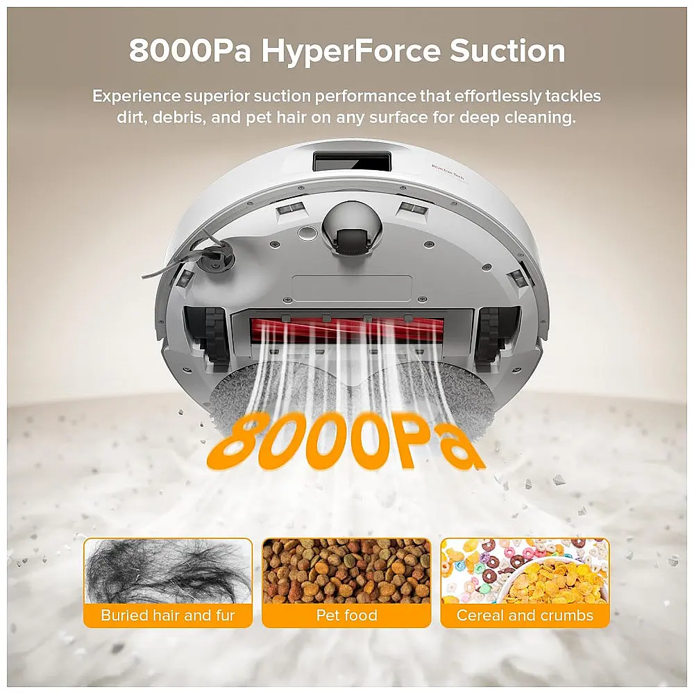 Roborock Qrevo Series: Aspirador Robô e Mopa, 8000Pa, Escova Antienrosco, Navegação Inteligente, Estação de Carregamento Tudo-em-Um, Mops — foto 3