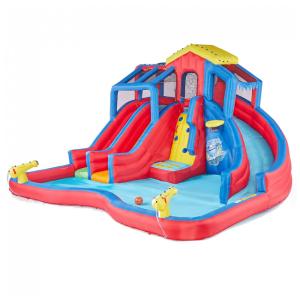 Parque Aquático Inflável até 170 kg com 3 Toboáguas, 2 Canhões de Água e 1 Cesta de Basquete para Crianças Acima de 5 Anos, Banzai, Colorido