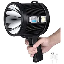 Lanterna LED Recarregável, 5 Horas de Ação, á Prova Dágua IPX5 e 10.000 Lúmens, BROICS, Preta