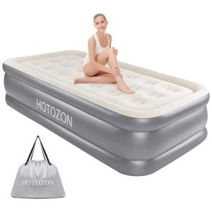 Colchão Inflável Solteiro com Bomba Embutida, Para até 300KG, HOTOZON, Cinza