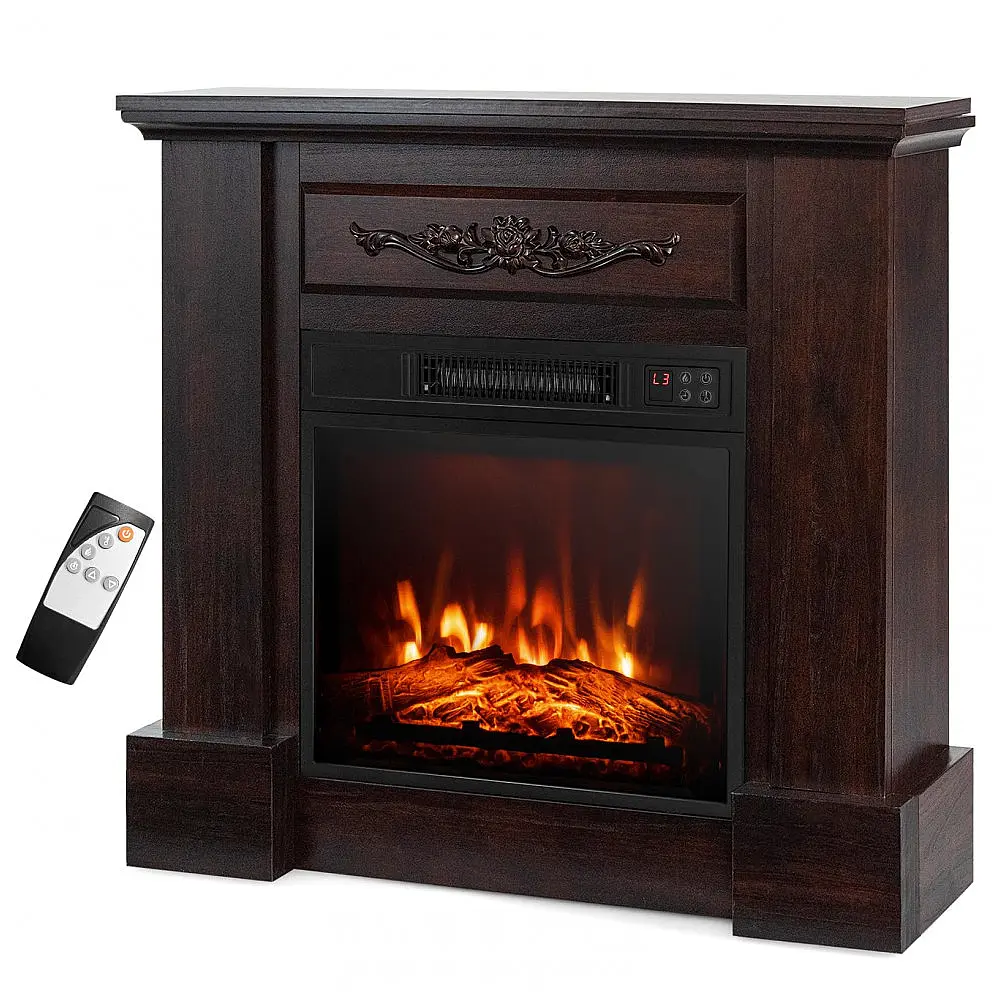 Lareira Elétrica Costway 81x76cm 1400W Chamas 3D Controle Remoto Portátil 110V