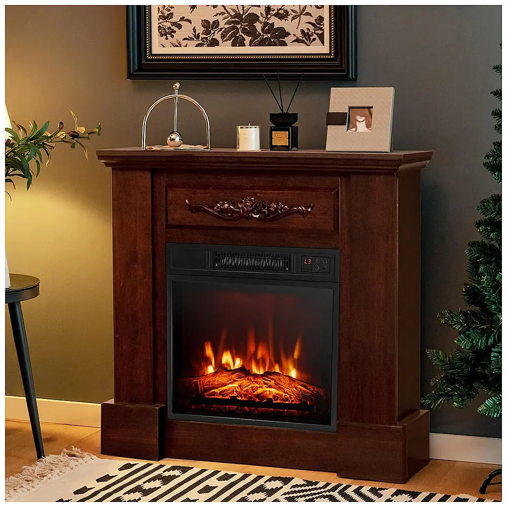 Lareira Elétrica Costway 81x76cm 1400W Chamas 3D Controle Remoto Portátil 110V — foto 2