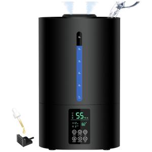 Umidificador para Quarto Grande 6L com Difusor de Óleo Essencial e Bico 360, Coolfiqu, Preto