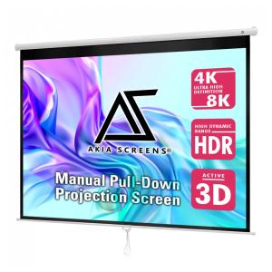 Tela de projeção manual 100" Akia Screens branca 4:3 MaxWhite 2 4K 8K retrátil para teto ou parede
