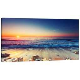 Quadro Decorativo Ondas do Mar no Verão 120 x, PYRADECOR, Azul