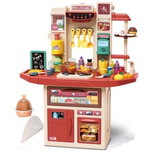 Cozinha de Brinquedo Realista com 65 Peças para Crianças de 1 a 5 Anos, BeiBeGood, Marrom