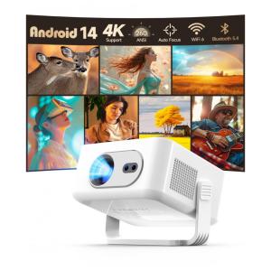 Projetor Inteligente 2025 Android 14 4K 8K, WiFi 6 e Bluetooth 5.4, Auto Foco, Keystone Vertical Automático, Rotativo 180º, Magcubic