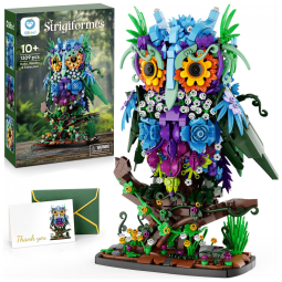 Conjunto de construção coruja floral Sillbird 1309 peças modelo botânico decorativo