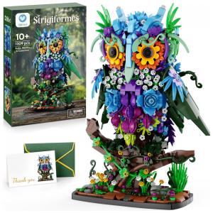 Conjunto de construção coruja floral Sillbird 1309 peças modelo botânico decorativo
