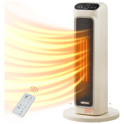 Aquecedor Elétrico Portátil com Controle Remoto, Termostato Inteligente e Oscilação de 80 °, 110V, AIRMATE, Bege