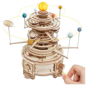 Quebra Cabeças 3D Sistema Solar Mecânico para Crianças e Adultos, 316 Peças, ROBOTIME, Marrom