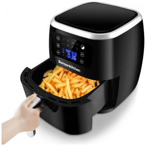 Fritadeira Elétrica AirFryer 6L com Painel LCD Digital, 1700W, 110v, BONSENKITCHEN, Preto