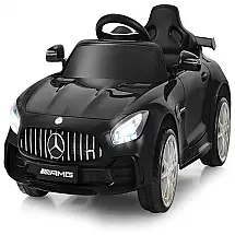 Carro Elétrico Infantil Mercedes Benz GTR Costzon a Bateria 12V e 1 Assento com Controle Remoto e Luzes LED, Preto