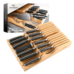 Conjunto de Facas NANFANG BROTHERS em Aço Inoxidável com Bloco de Bancada, 14 Peças, Preto