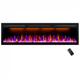 Lareira Elétrica de Embutir A44x152L com Controle Remoto e Chamas Realista e Proteção contra Superaquecimento, 110V 1500W, Dreamflame, Preta