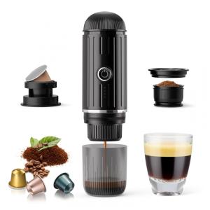 Máquina de Café Portátil 19 Bar com Bateria Recarregável de 7500mAh para Viagens, Acampamento e Casa, 12V 120W, RECAFIMIL, Preta