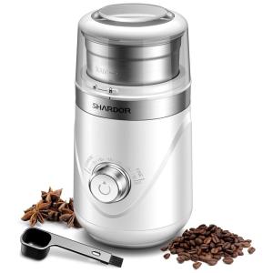 SHARDOR US CG638W Moedor de Café e Grãos Elétrico Profissional 70g, Aço Inoxidável, 110V, Branco