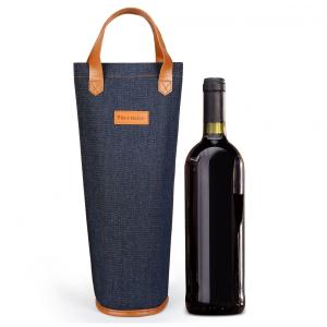 Bolsa Térmica para Vinho Tirrinia, Portátil e Estilosa - Presente Ideal para Amantes de Vinho - Azul Escuro