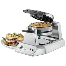 Máquina de Waffle Profissional, Duplo Waffle, Aço Inoxidável, 110v, WARING WWD200, Prateado