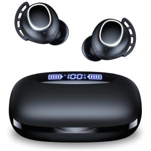 Fones de Ouvido Bluetooth com Display LED Estojo de Carregamento e 120H de Reprodução, TAGRY X18, Preto