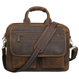 JackChris NM1862 Bolsa, Pasta de Couro Masculina para Laptop, Marrom