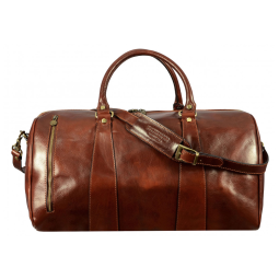 Bolsa de Viagem Masculina Clássica de Couro, TIME RESISTANCE, Marrom Escuro