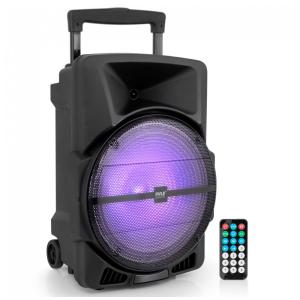 Caixa de Som Bluetooth Portatil com Controle e Luz LED, 1200W, PYLE PPHP1544B, Preto