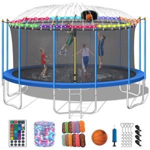 Cama Elastica Infantil com Diâmetro, Cesta de Basquete e Rede de Proteção para até 680 kg, DEEPROAR, Azul