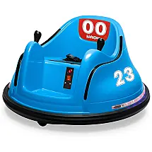 Carro Elétrico Infantil 6V Azul com Controle Remoto, Luzes LED, Giro 360º e Adesivo Personalizável para 1-5 Anos