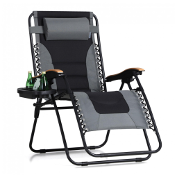 Cadeira Reclinável Ajustável Gravidade Zero com Apoio de Cabeça e Porta Copos, MFSTUDIO, Cinza