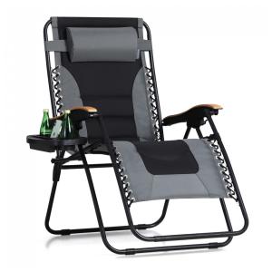 Cadeira Reclinável Ajustável Gravidade Zero com Apoio de Cabeça e Porta Copos, MFSTUDIO, Cinza