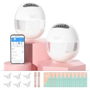 Bomba Tira Leite Elétrica Portátil com 4 Modos, 16 Níveis de Sucção, Baixo Ruído e Controle por Aplicativo, 2 Unidades, 110V, YABSLYFKEJI