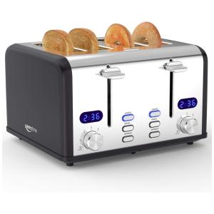 Torradeira, com 4 fatias, 1650 W, preta, 110v, KEENSTONE, Preto