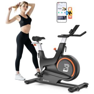 Bicicleta Ergométrica Magnética Estacionária para Uso Interno com Suporte para Tablet, Bonvork, Preta