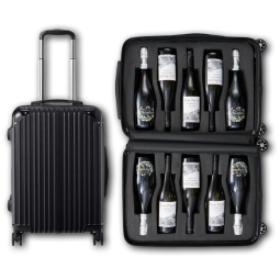 Mala para Garrafas de Vinho The Wine Savant Preta 10 Garrafas 750 mL Cinta Ajustável Trava TSA Alça Reforçada Modelo 24 IN