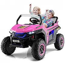 Carro Elétrico Infantil 2 Assentos com Bluetooth, MP3, USB, 12V, OLAKIDS, Rosa