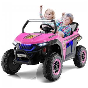 Carro Elétrico Infantil 2 Assentos com Bluetooth, MP3, USB, 12V, OLAKIDS, Rosa