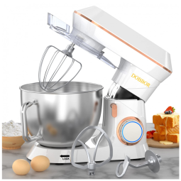 Batedeira 9L com 7 Velocidades, Gancho de Massa, 2 Batedor e Proteção Contra Respingos, 110V 660W, DOBBOR, Branca