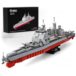 Kit de Construção Navio de Guerra Militar Ticonderoga Class Cruiser com 1513 Peças, Nifeliz, Cinza