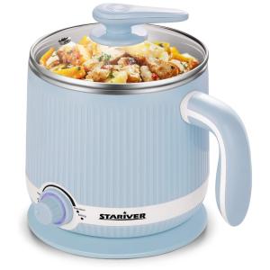 Panela Elétrica Multifuncional 2L, Aço Inoxidável, 600W, 110v, STARIVER S200, Azul