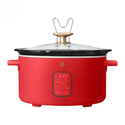 Panela elétrica de cozimento lento Beautiful 6L programável vermelha Tomato Red 210W display digital 5 funções, 110V