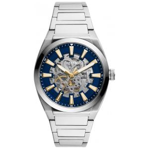 Relógio Masculino Automático Mostrador Mecânico com Pulseira de Aço Inoxidável, Fossil ME3220, Prata e Azul