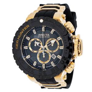 Relgio masculino Sea Hunter Swiss Ronda Z60 calibre com mostrador em madreprola - 57 mm. Ouro. Preto 41007