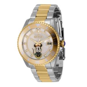 Relgio feminino de edio limitada da Disney Minnie Mouse com mostrador em madreprola - 38 mm. Ao. Ouro 41207