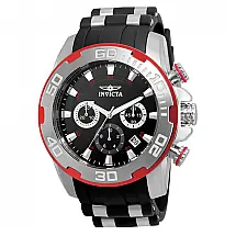 Relógio Masculino Pro Diver SCUBA, Invicta 22307, Preto, Prata e Vermelho