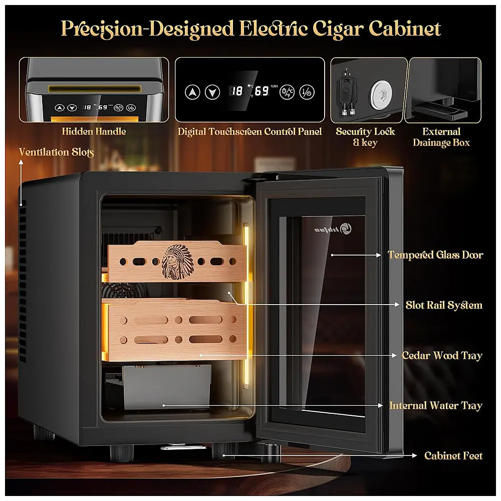 Humidor Elétrico LIHTUN 16L Preto para 100 Charutos com Controle Digital de Temperatura e Umidade 110V — foto 2